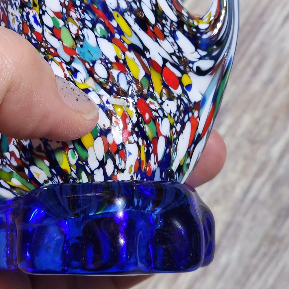 Hand blown glass cat paperweight / figurine confetti glass statue 6" tall - Picture 11 of 12